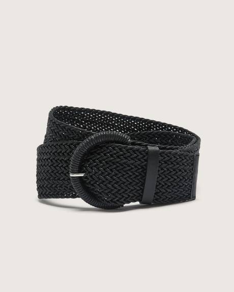 Braided Straw Belt with Self-Sovered Buckle