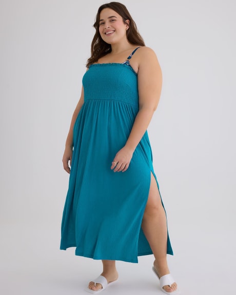 Maxi Cover-Up Swim Dress with Smocking