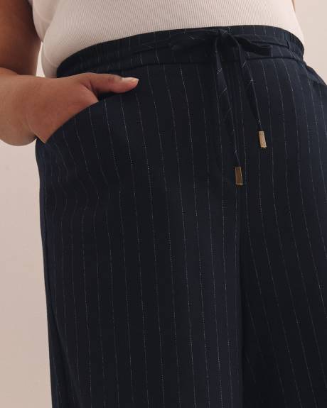 Dark Blue Pull-On Wide-Leg Pant