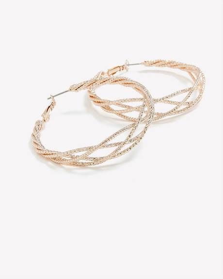 Rose Gold Twisted Hoop Earrings