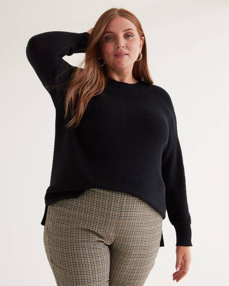 Cotton Sweater with Ottoman Stitches