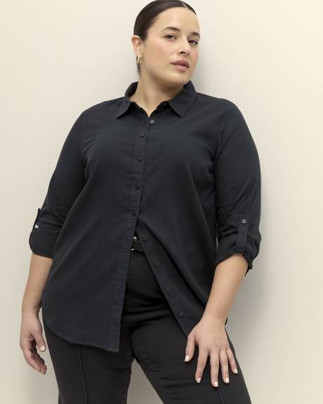 Linen Blend Buttoned-Down Shirt