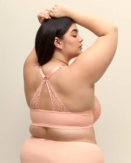 Front-Closure Pink Lace Plunge Bra - Déesse Collection