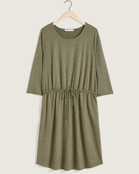 Fit And Flare 3/4 Sleeve French Terry Dress - In Every Story