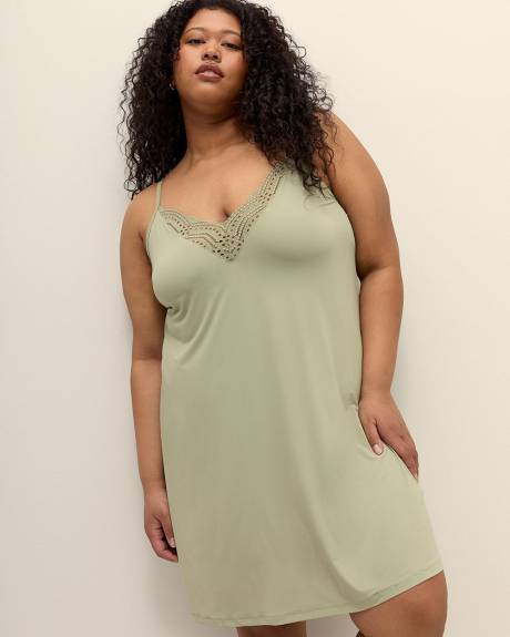 Satin Microfibre Nighty with Lace Details - Déesse Collection
