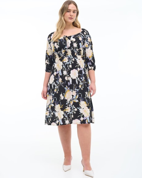 Woven Dress with 3/4 Sleeves - Addition Elle
