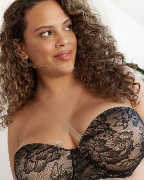 Black Underwire Strapless Lace Bra - Déesse Collection
