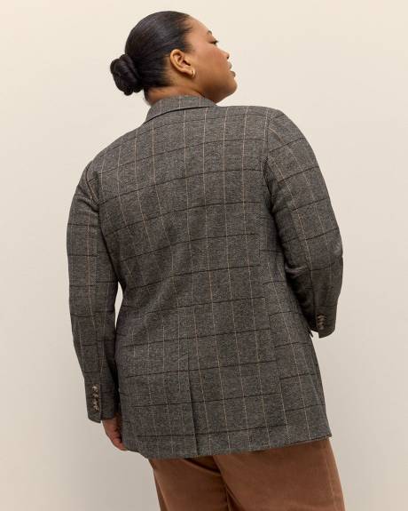 Chevron Single-Breasted Blazer with Notch Collar