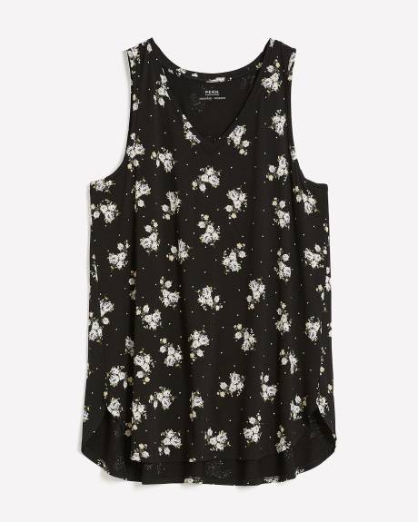 Printed Sleeveless Modern-Fit V-Neck Knit Tunic