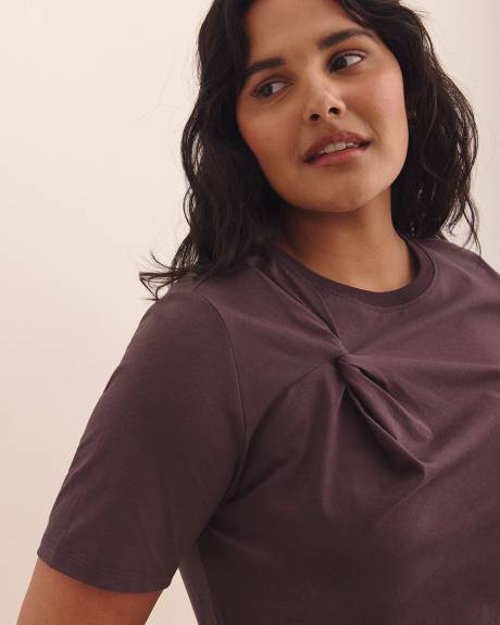 T-shirt à col rond avec détail torsadé - Addition Elle
