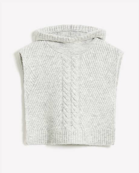 Cache-cou long à capuche en tricot gris