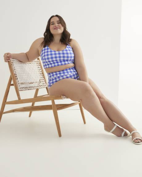 Gingham Longline Bikini Top