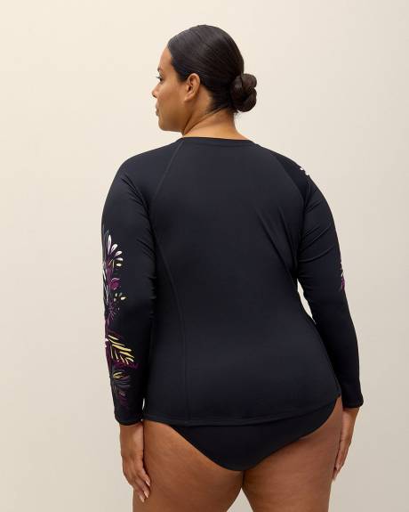 Maillot dermoprotecteur noir à manches longues avec soutien-gorge intégré