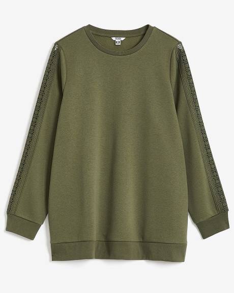 Crewneck Sweatshirt with Crochet Details