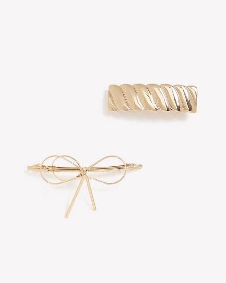 Golden Hair Barrettes, Set of 2