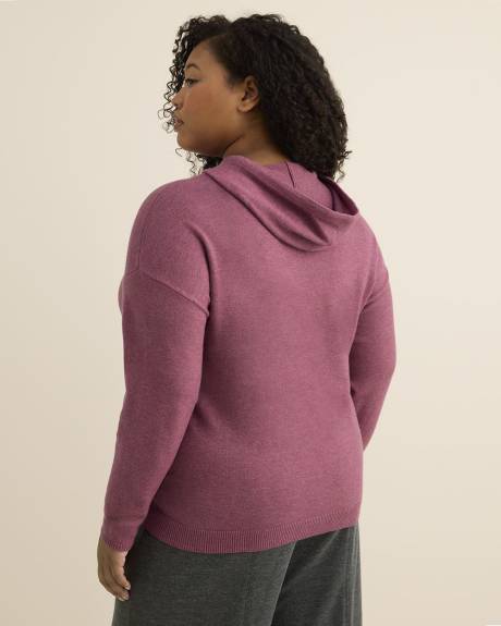 Relaxed-Fit Shaker-Stitch Hooded Sweater