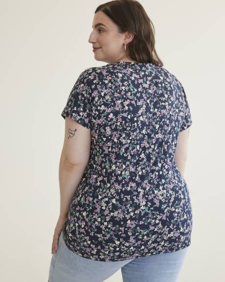 Haut long décontracté, motif fleuri