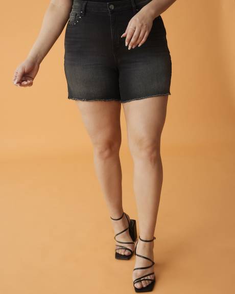 Embellished Denim Short, Black Wash - Addition Elle