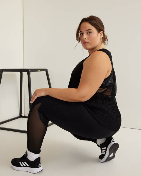 Responsible, Black Tank Top with Pleated Mesh Back - Active Zone
