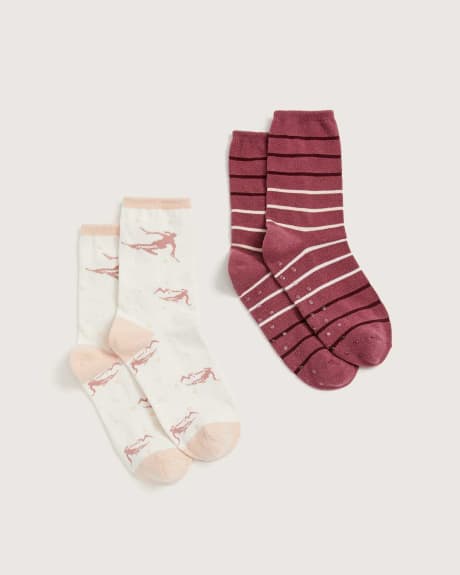 Printed Cozy Socks, 2 Pairs - tiVOGLIO