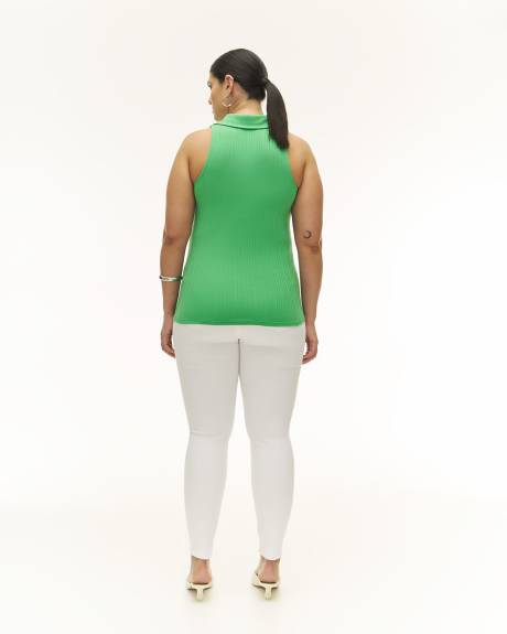 Halter Knit Top with Open Shirt Collar - Addition Elle