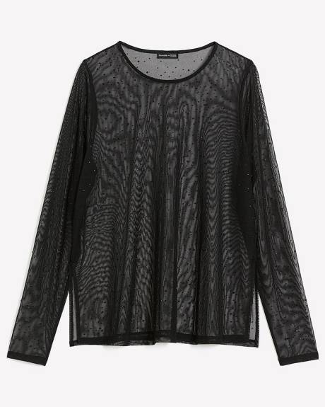 Meredith Shaw x PENN - Black Mesh Crew Neck Knit Top