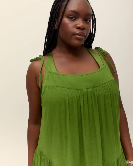 Long Crinkle Swim Cover-Up Dress