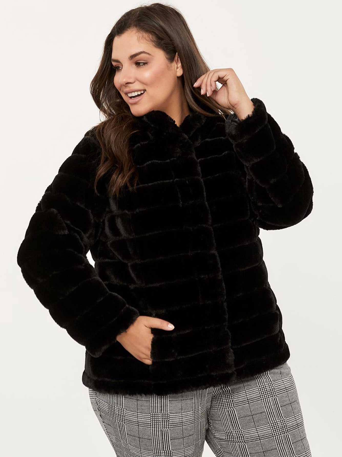 Quilted FauxFur Jacket In Every Story Penningtons