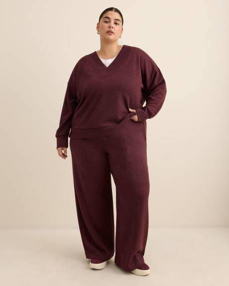 Pull-On Wide-Leg Knit Pant