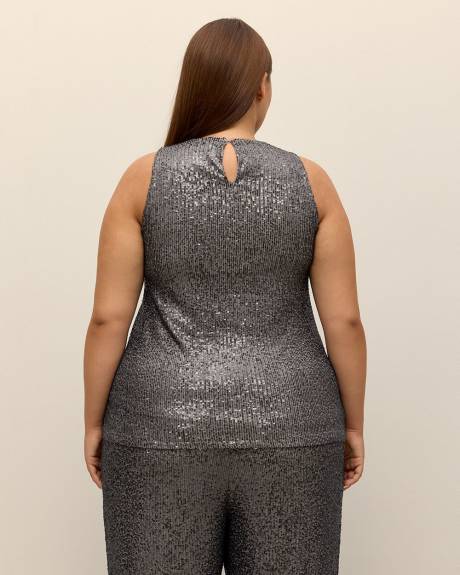 Sleeveless Sequins Knit Top - Addition Elle