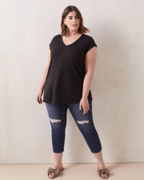 Extended Sleeve Top With Buttons At Shoulder - In Every Story