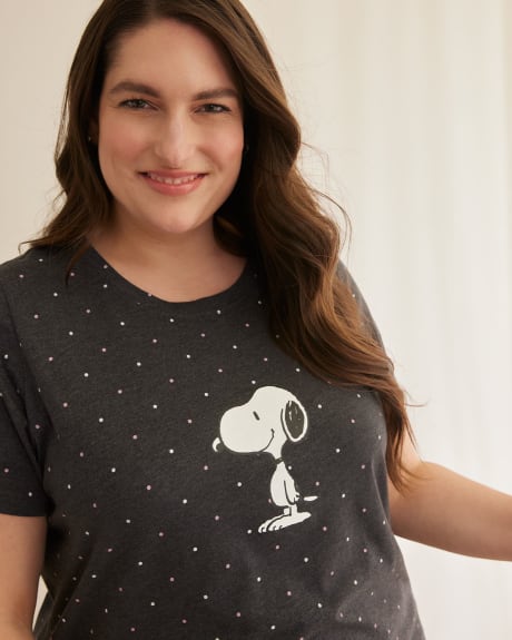 Pajama Tunic Top with Snoopy Placement Print - ti Voglio