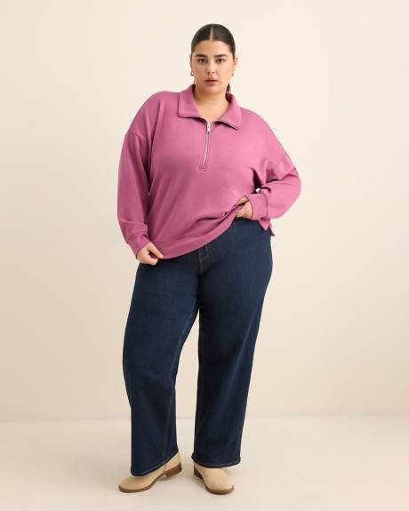 Long-Sleeve Zippered Mock-Neck Top