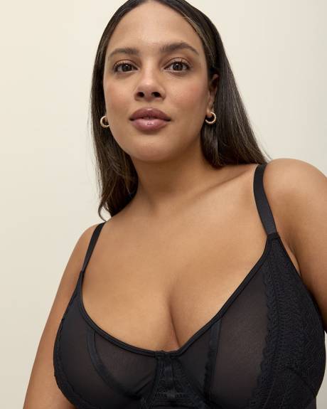 Maillot de corps cheeky noir en maille non doublé, avec armatures - Déesse Collection