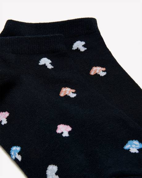 Chaussettes courtes bleu marine avec champignons
