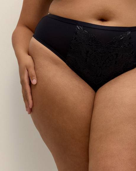 Black Cheeky Brief with Lace - Déesse Collection