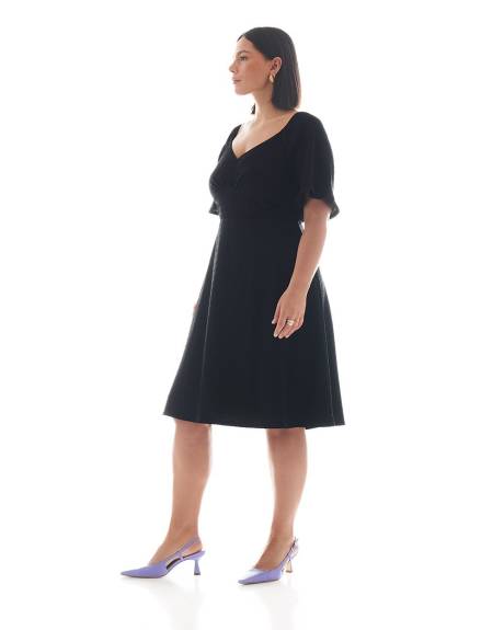 Robe en tricot texturé avec manches à volants - Addition Elle