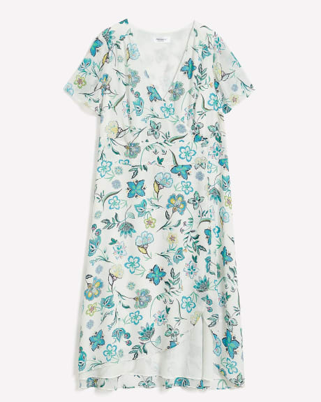 Responsible, Floral Asymmetrical Wrap Midi Dress - Addition Elle