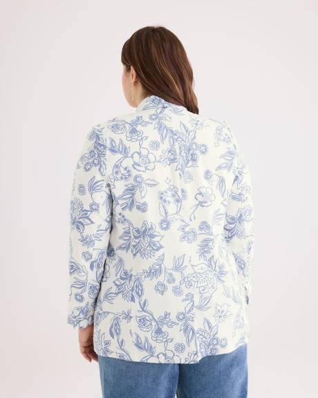 Printed Linen Blend Blazer