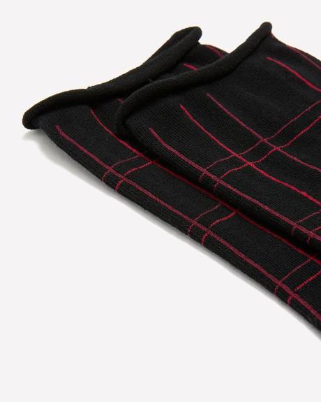 Plaid Rolled-Edge Crew Socks