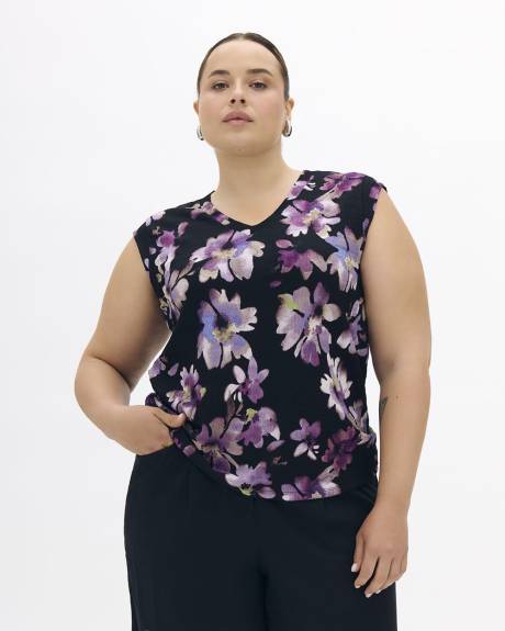 Floral Drop-Shoulder Textured Knit Top - Addition Elle