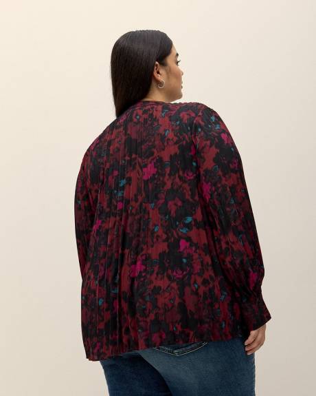 Responsible, Silky Pleated Buttoned Down Blouse