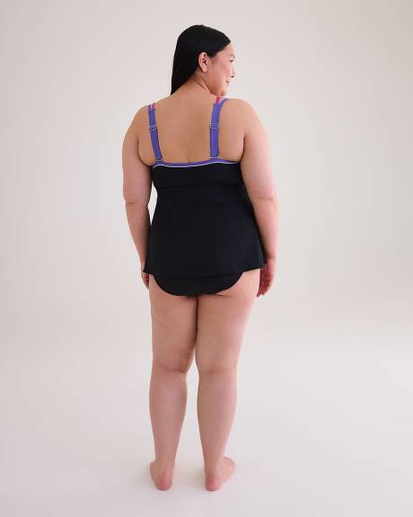 Black Ribbed Swim Dress with Inside Mesh Layer