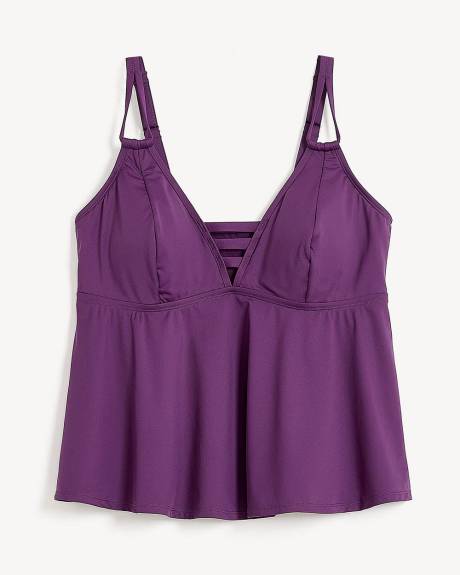 Tankini uni à coupe trapèze