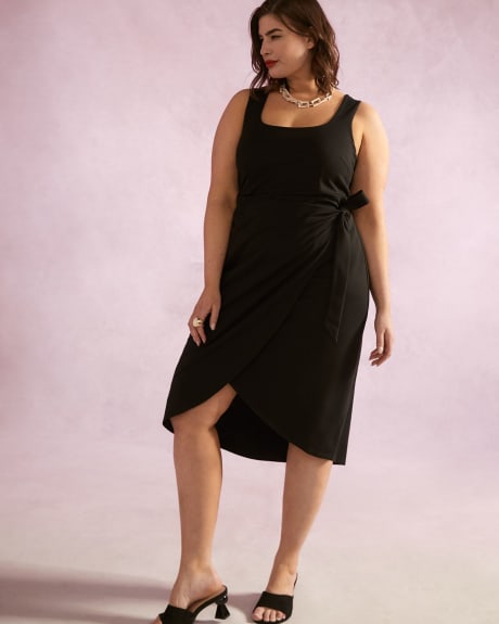 Solid Sleeveless Fitted Midi Dress - Addition Elle