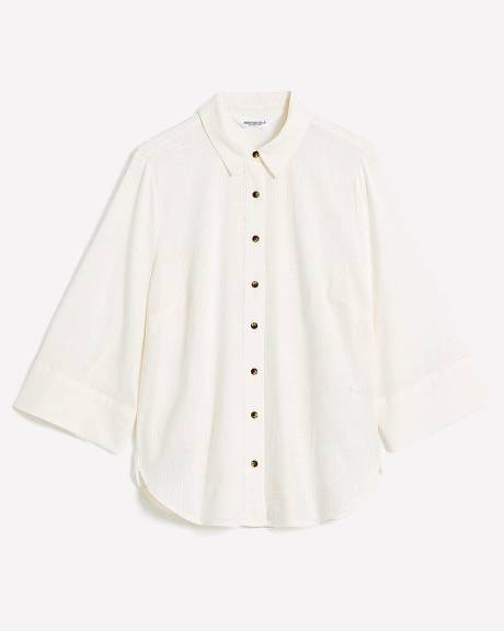 Cotton Blend Buttoned Down Shirt - Addition Elle