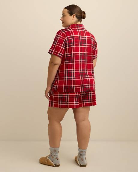 Ensemble-pyjama boxer brossé à carreaux rouges - ti Voglio