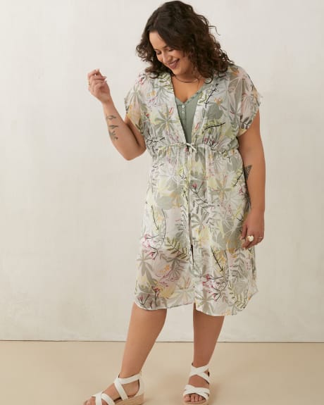 Blouse kimono imprimée à manches courtes