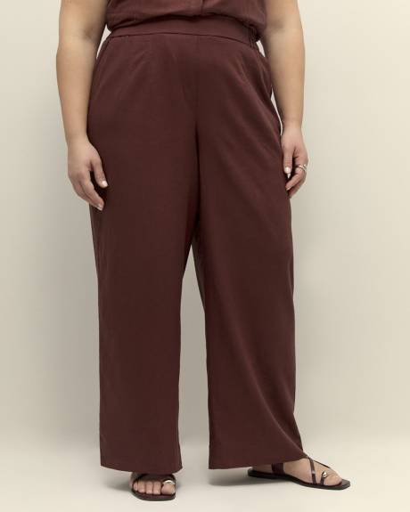 Linen Blend Wide Leg Pant