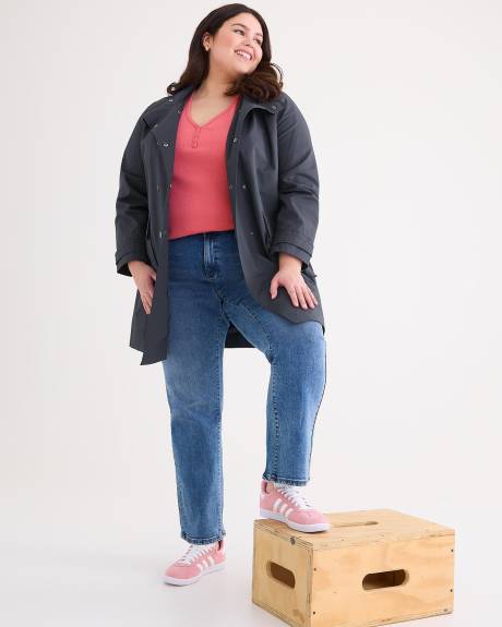 Knee-Length Hooded Rain Jacket